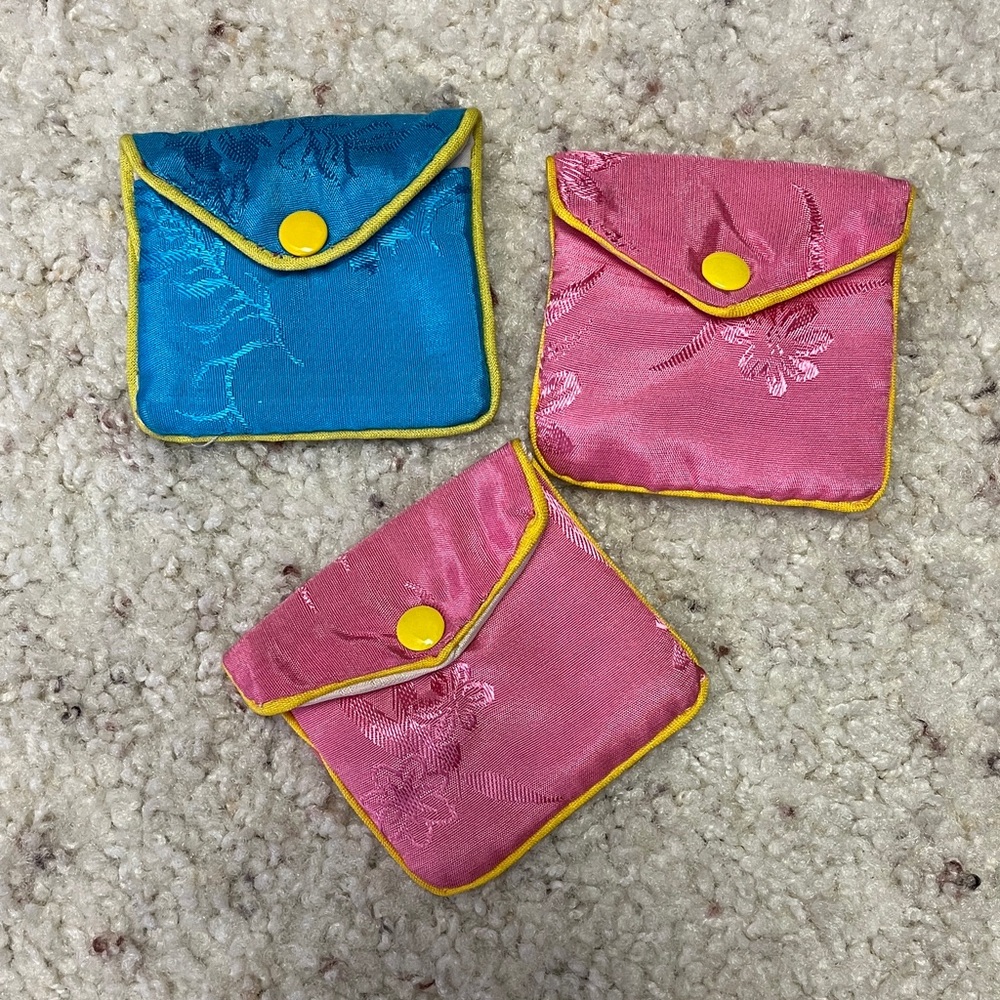 Colorful Silk Pouches with Button Closure